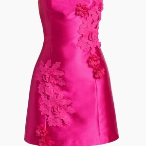 Elliatt Hot Pink Walter Floral Appliqué Mini Dress Large